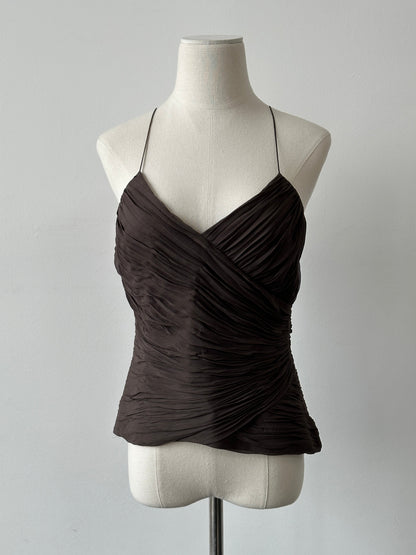 Vintage 2000s Pure Silk Ruched Top - M