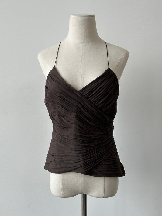 Vintage 2000s Pure Silk Ruched Top - M