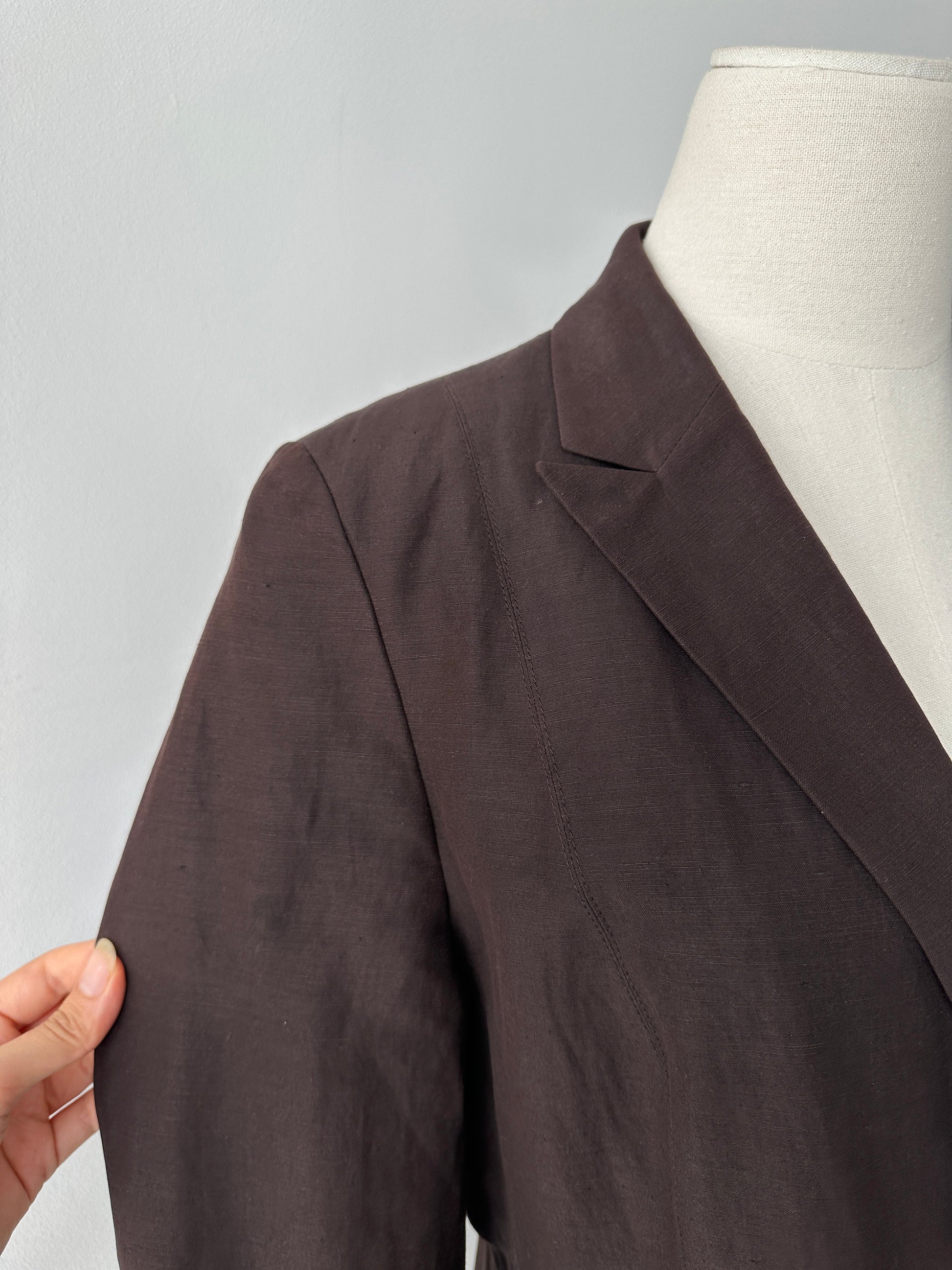 Vintage 1990s Silk Linen Single Breasted Jacket - M-L