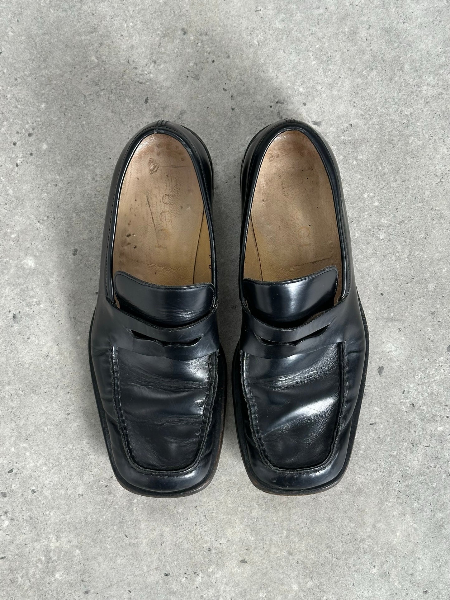 Gucci 2000s Leather Square Toe Loafers - UK 9