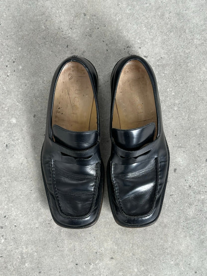 Gucci 2000s Leather Square Toe Loafers - UK 9