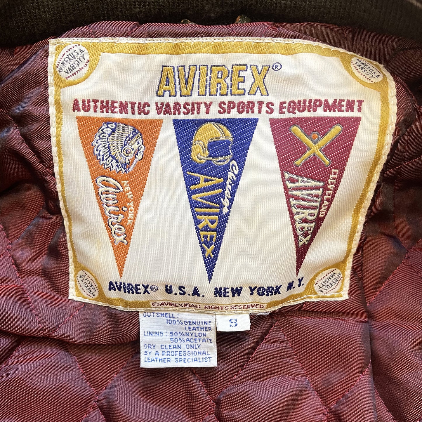 Avirex Wild Bears Leather Varsity Jacket - S