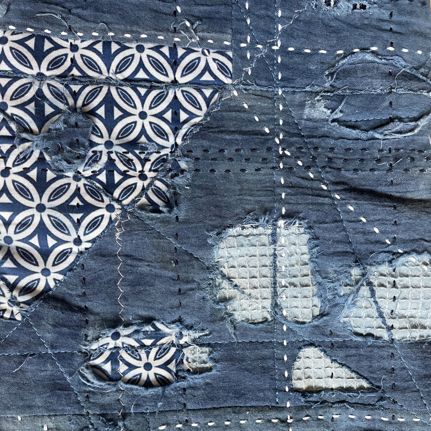 Indigo Boro Sashiko Distressed 501 Jeans - W32"