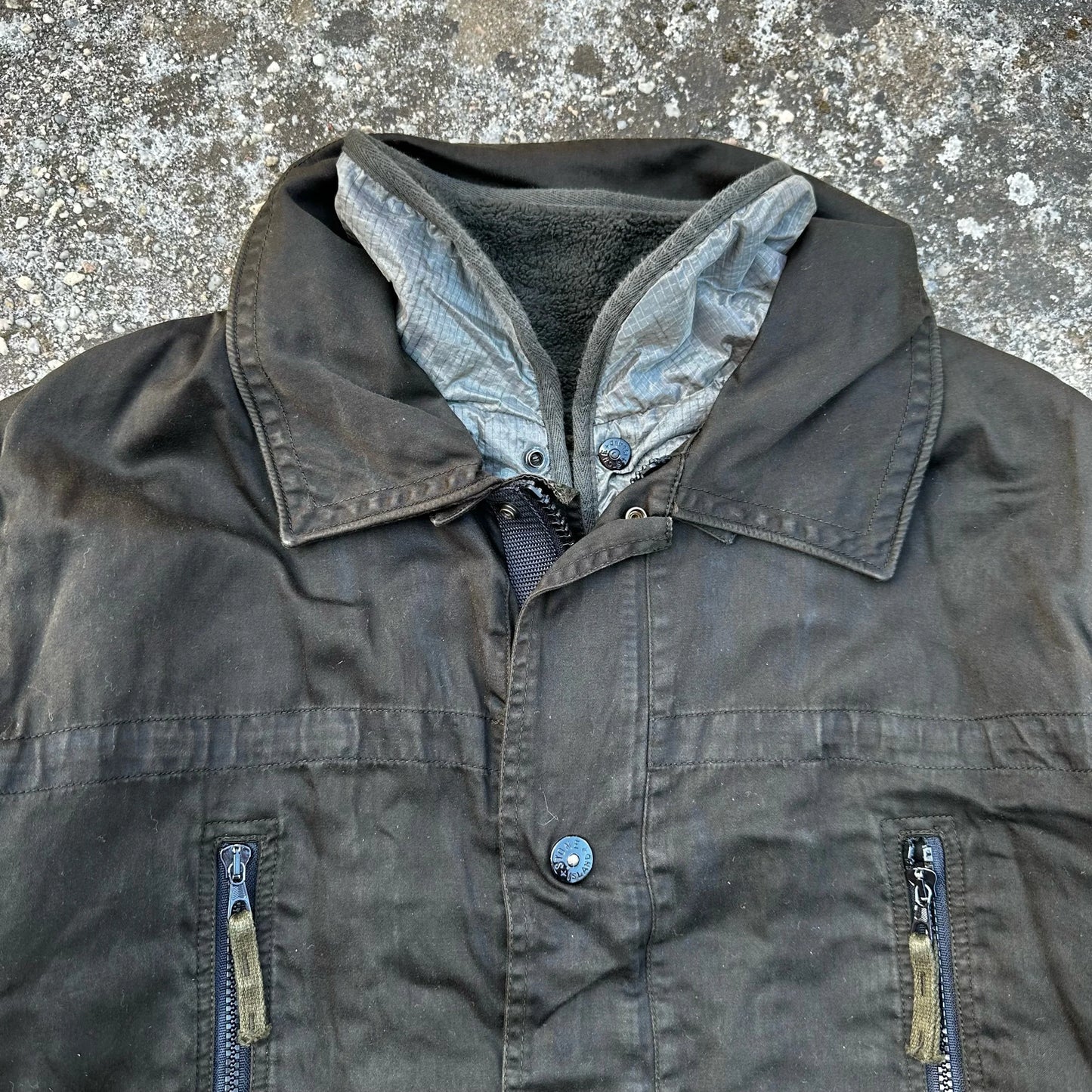 A/W1995 Charcoal Raso Gommato Dual Layer Multi Pocket Jacket