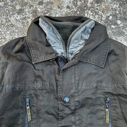 A/W1995 Charcoal Raso Gommato Dual Layer Multi Pocket Jacket