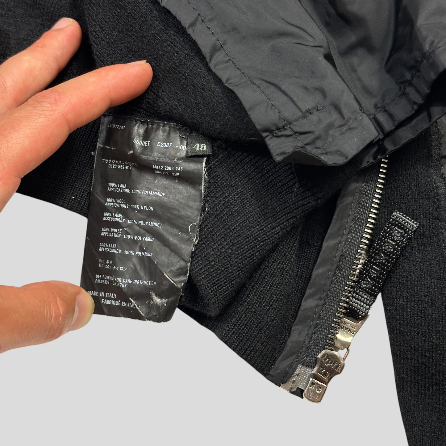 Prada Sport 2009 Black Nylon Wool Hybrid Bomber Jacket - S | Default Title, Black