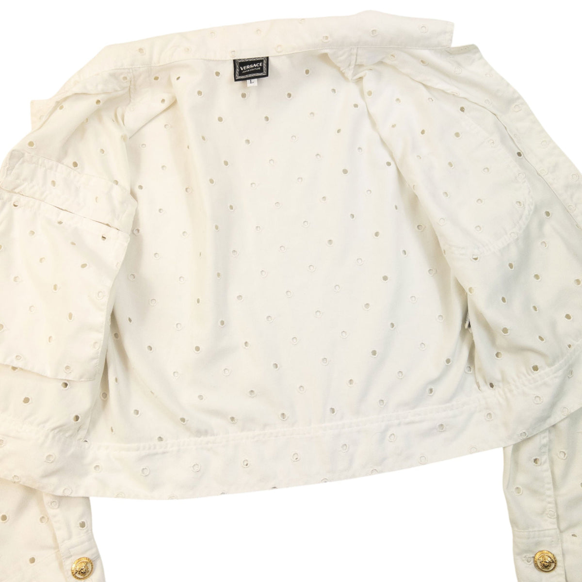 Vintage 90s Versace Jeans Couture Eyelet Pattern Jacket Womens Size L | Large, Multicoloured