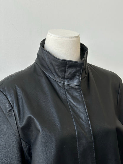 Vintage 1990s High Neck Concealed Placket Trench Coat - S/M