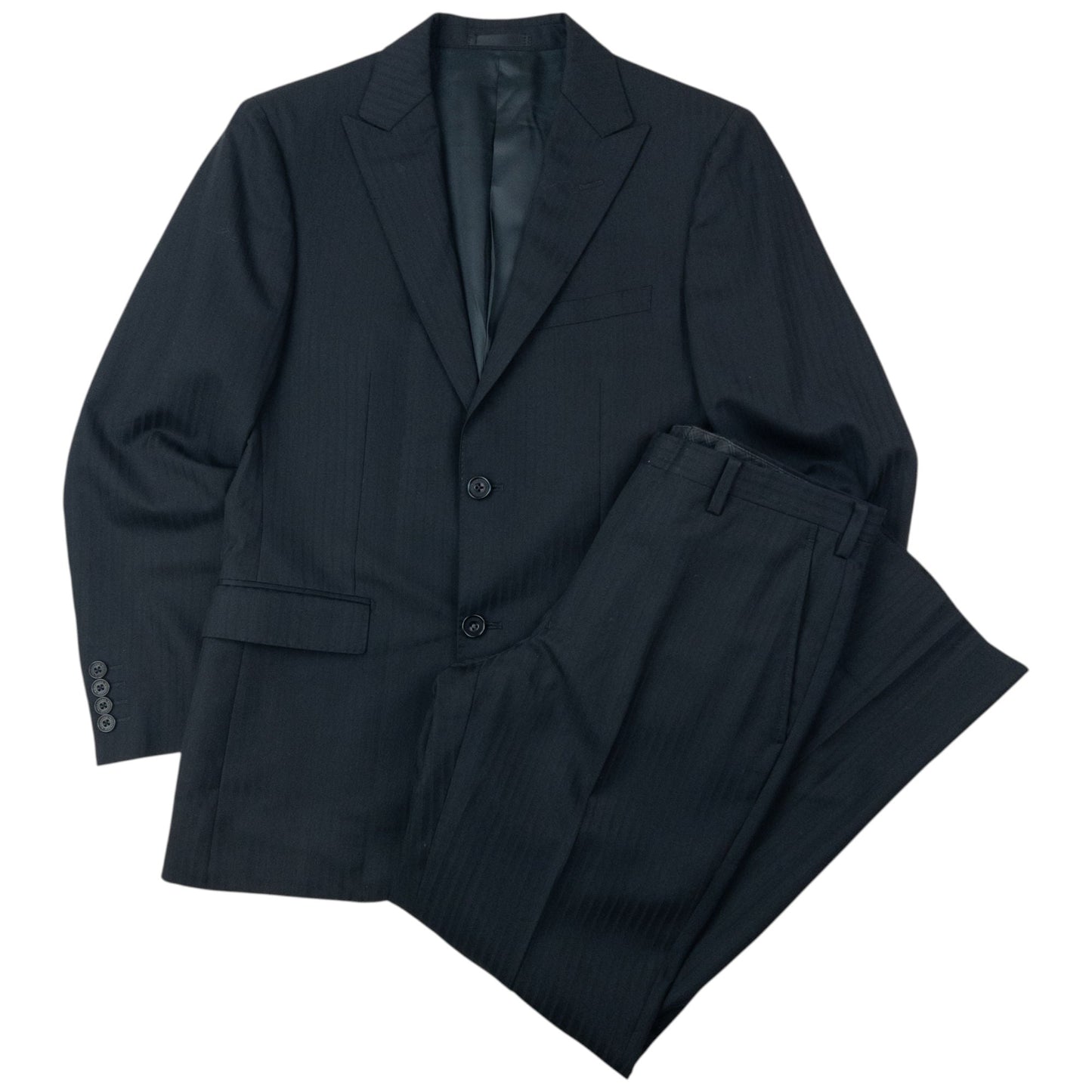 Vintage 2000s Burberry Black Label Striped Jacket & Trousers Suit Set Size M | Medium, Black