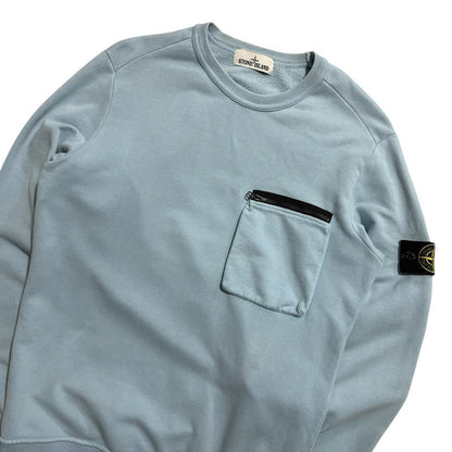Stone Island Baby Blue Pullover Crewneck | Medium, Blue