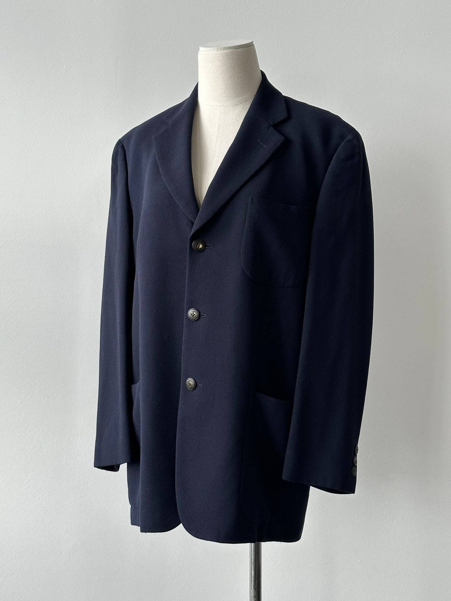 Burberry 1990s Wool Single Breasted Woven Blazer - M