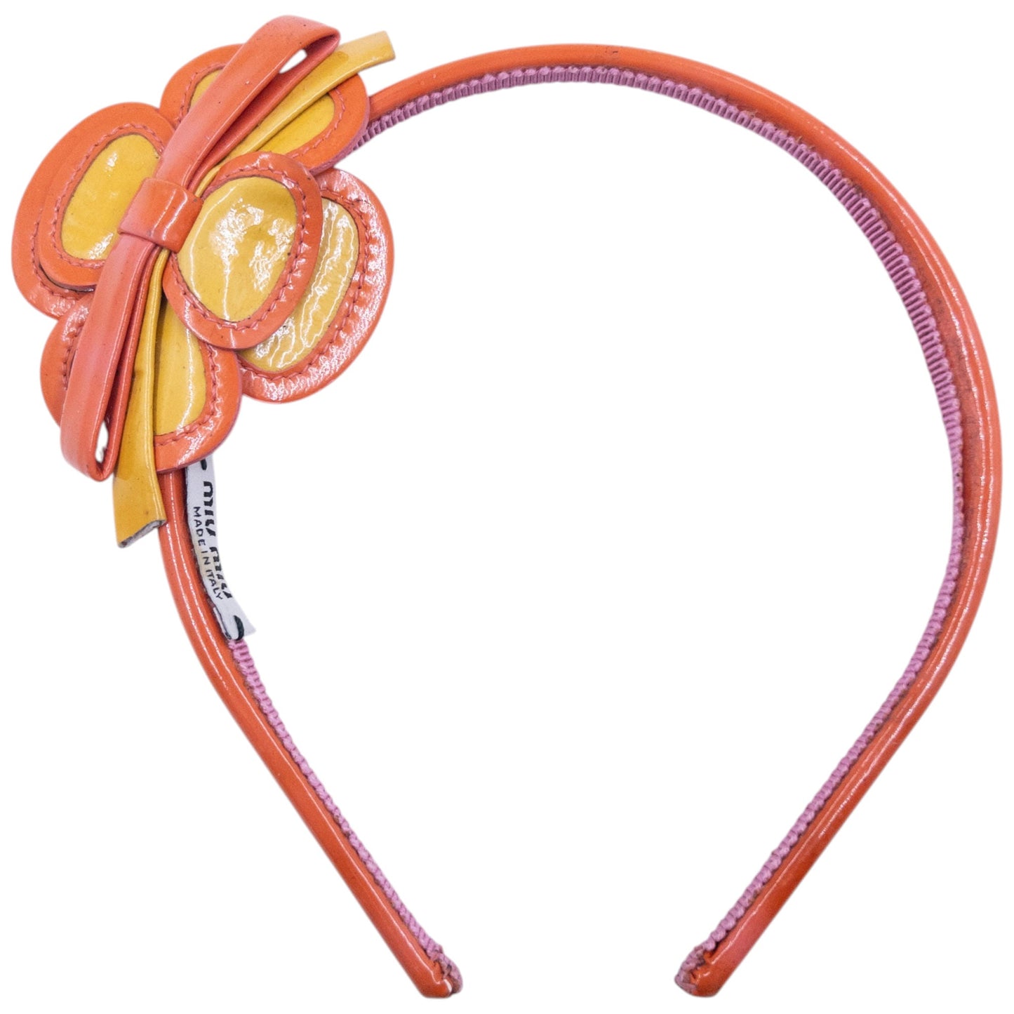 Vintage 2000s Miu Miu Vinyl Flower Headband | O/S, Orange