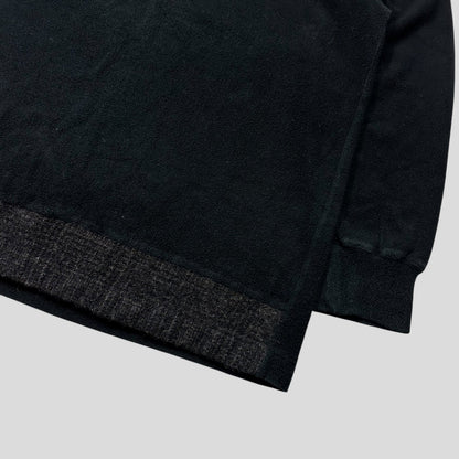 CDG SHIRT 1994 Wool Panel Towelled Fleece Sweatshirt - L/XL | Large, Black