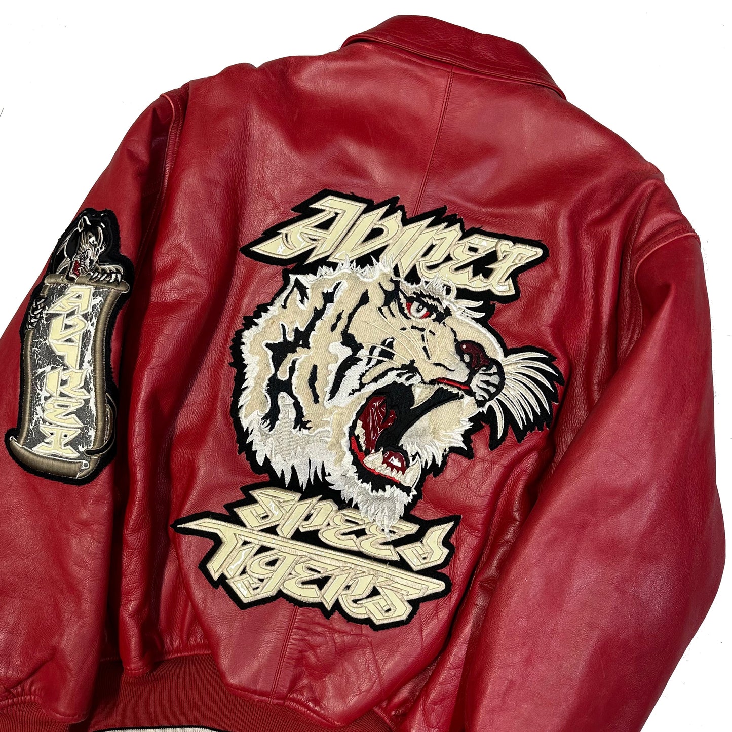 Avirex Speed Tigers Leather Jacket In Red ( S )