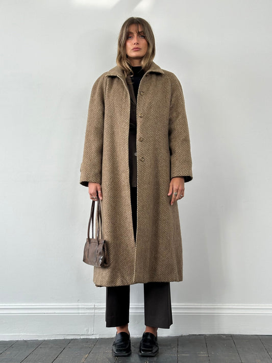 Max Mara Pure Wool Fuzzy Concealed Placket Coat - L