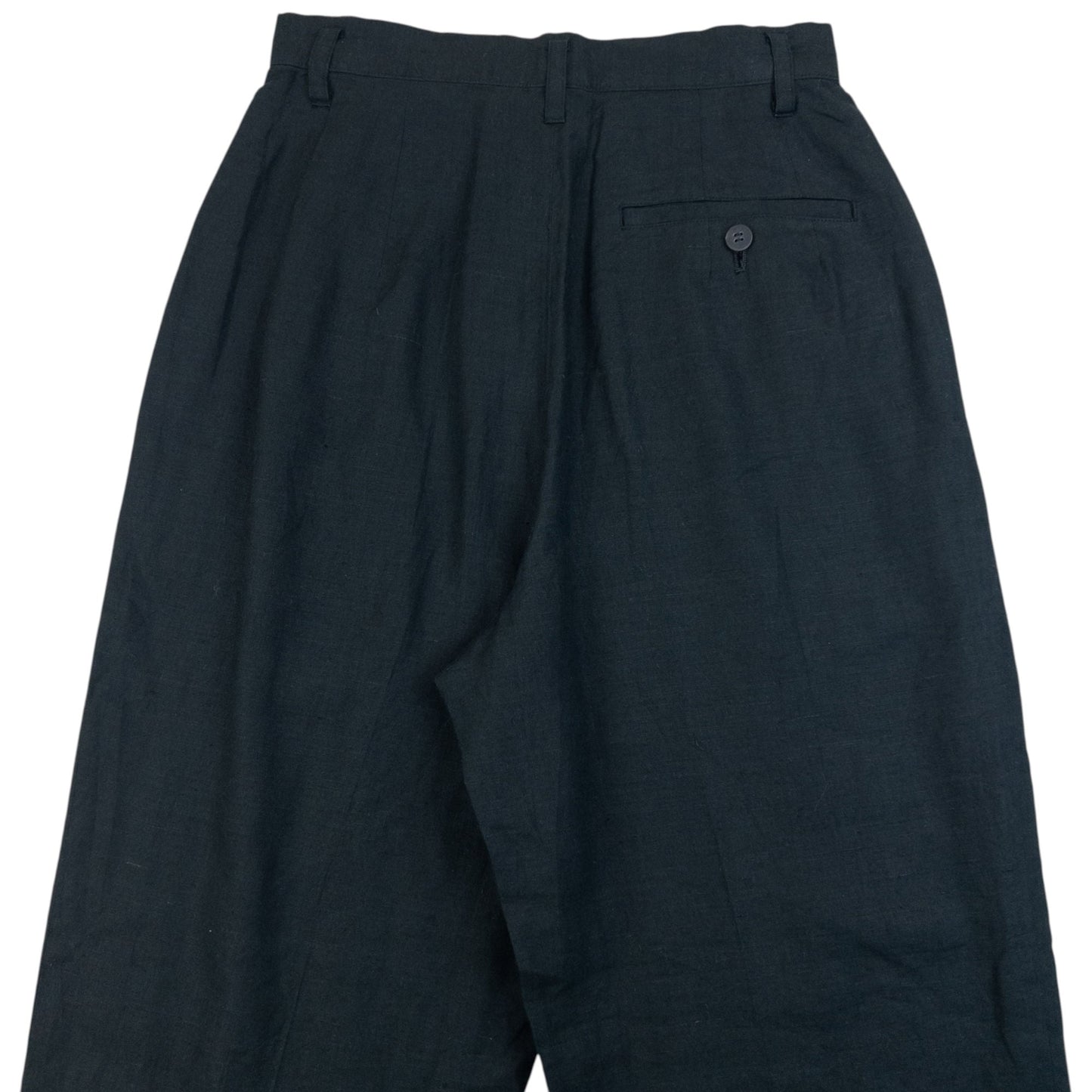 Vintage 90s Issey Miyake Pleated Linen Trousers Size W24 | W24, Black