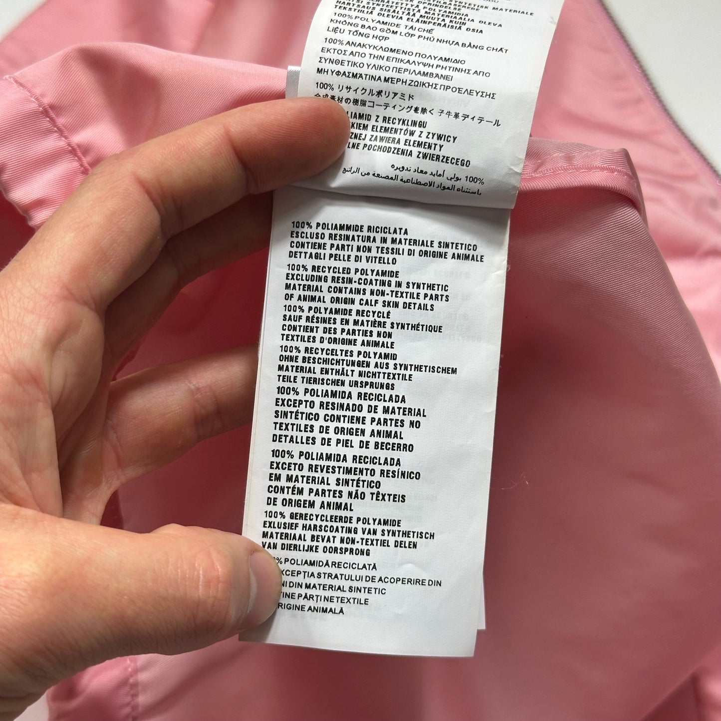 Prada 2020 Baby Pink 3D Triangle Plaque Pouch Re-Nylon Jacket - IT36 (XS-S)