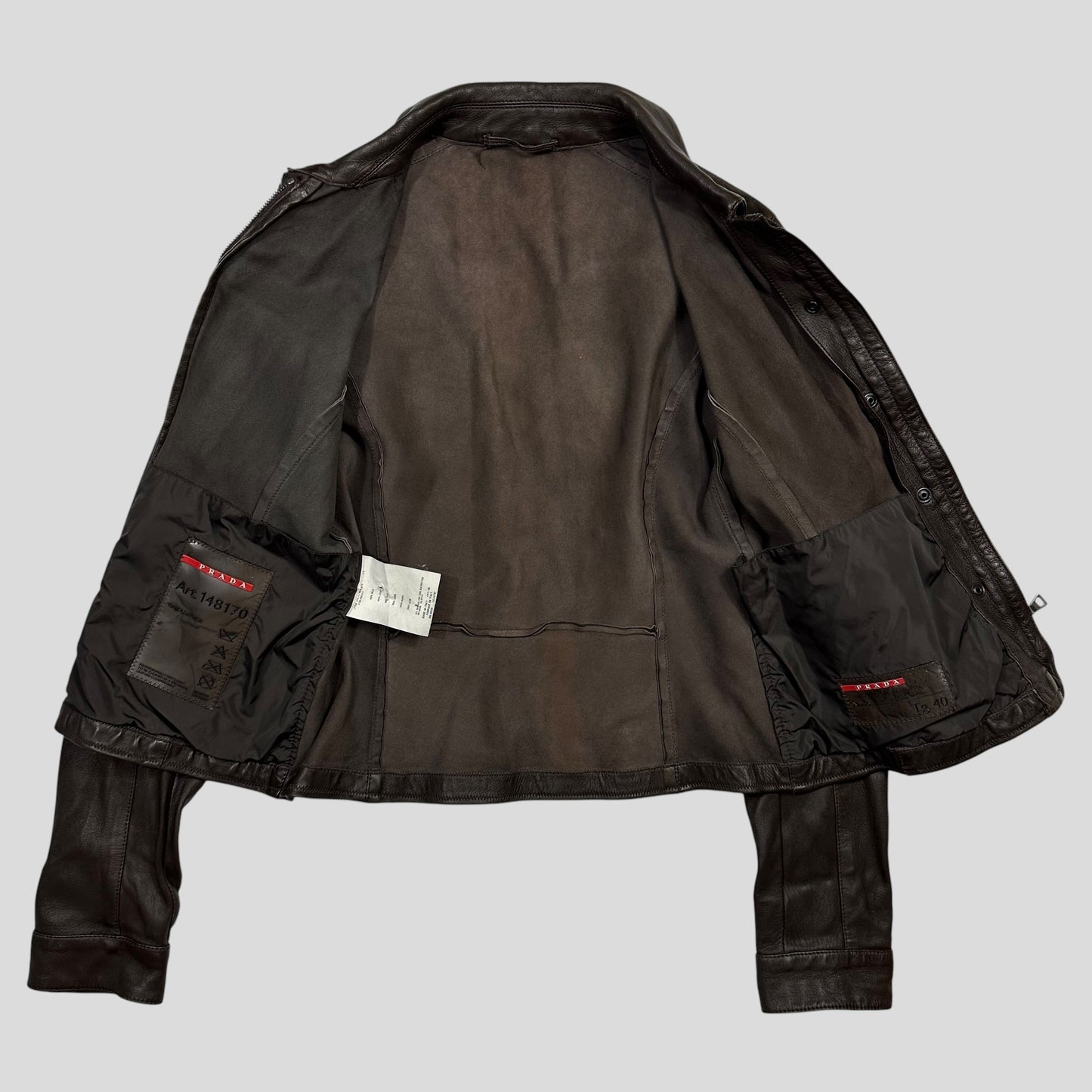 Prada Sport 2004 Leather Love Heart Back Logo Work Jacket - IT40 | Default Title, Brown