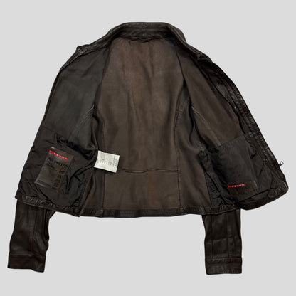 Prada Sport 2004 Leather Love Heart Back Logo Work Jacket - IT40 | Default Title, Brown