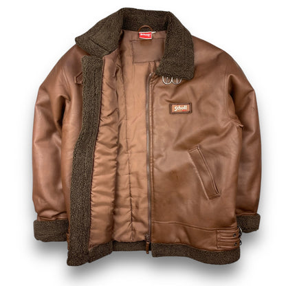 2000's Schott Faux Leather Aviator Jacket (L) | Default Title, Brown