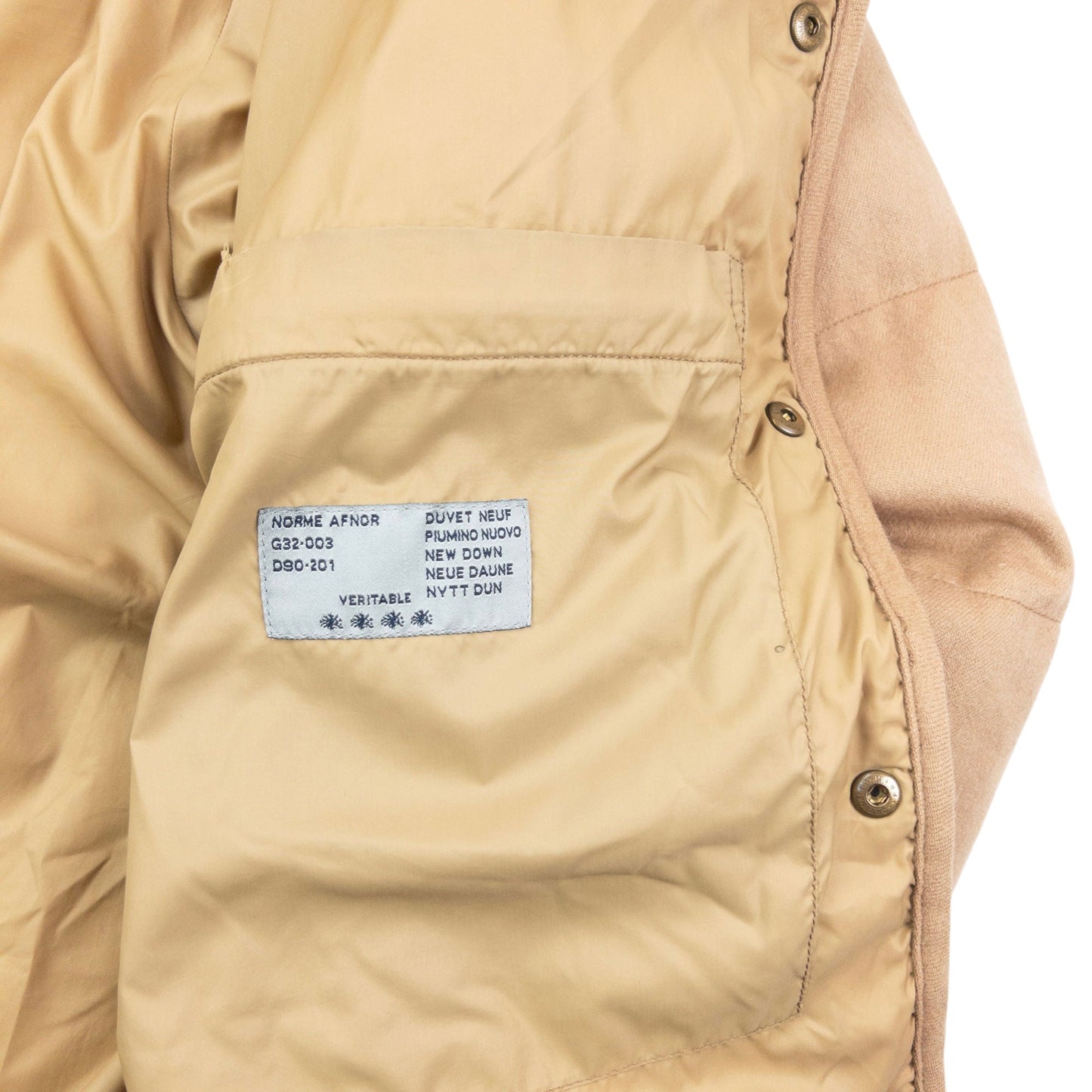 Vintage 90s Moncler Button Up Cashmere Puffer Jacket Size M | Medium, Beige