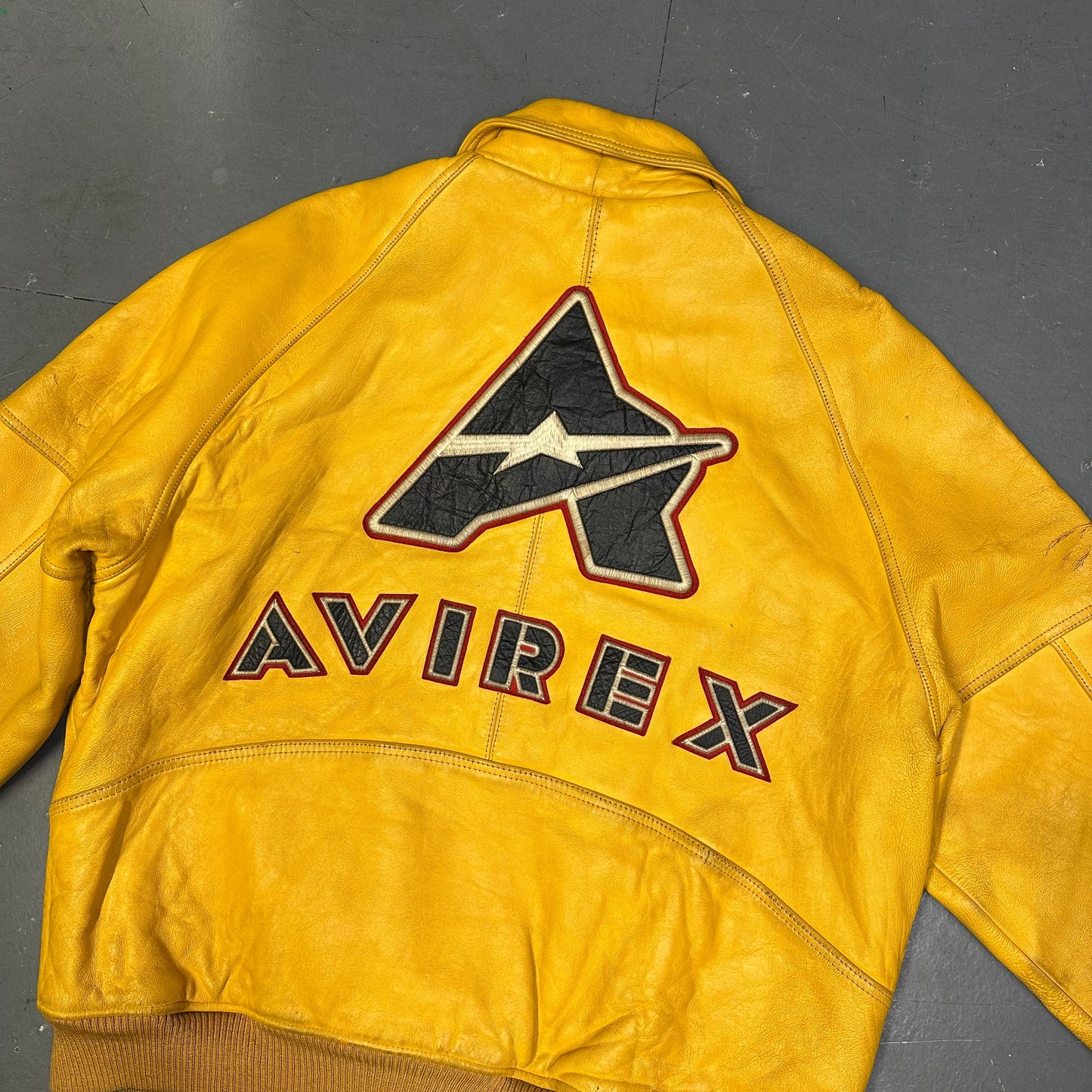 Avirex Leather Jacket In Yellow ( XXL )