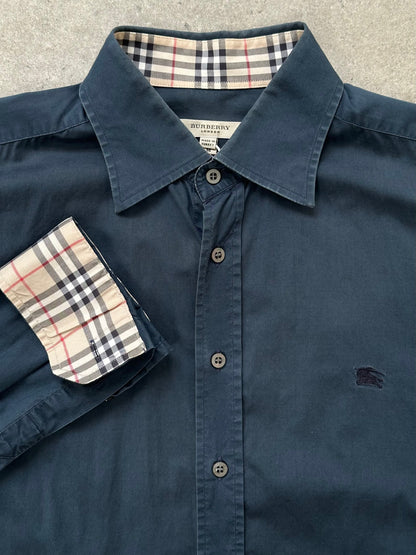 Burberry London 2000s Cotton Logo Shirt - M