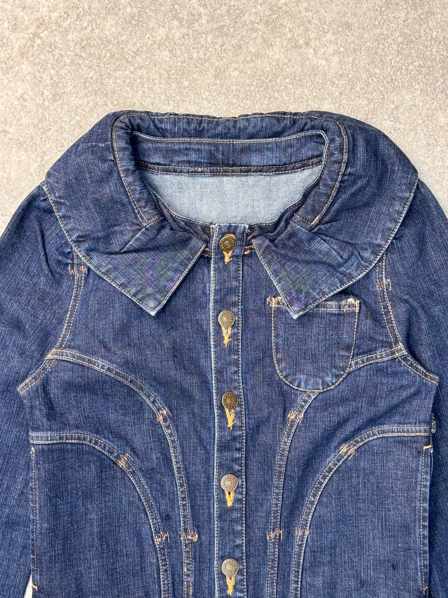 Tsumori Chisato Enlarged Collar Cropped Denim Jacket