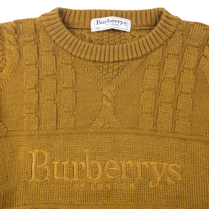 Vintage 90s Burberry Embroidered Cable Knit Jumper Size M | Medium, Multicoloured