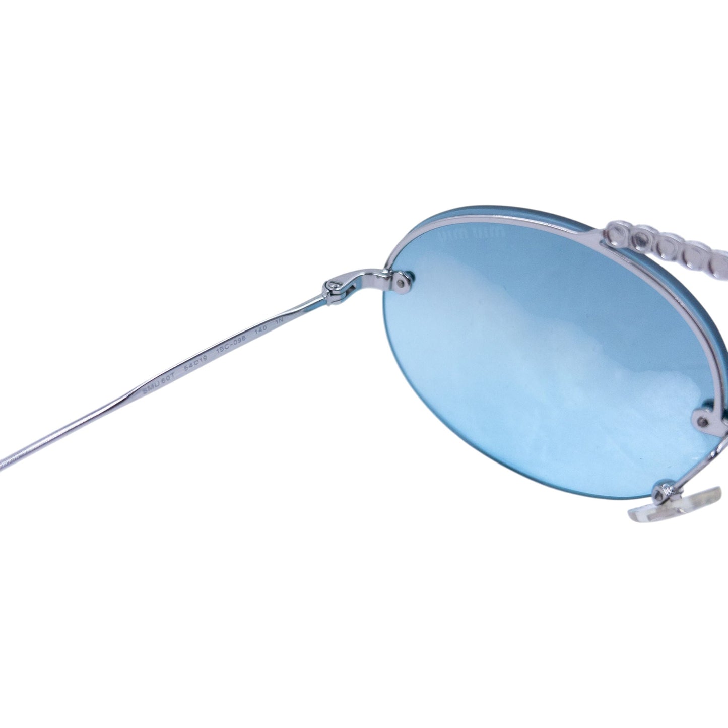Miu Miu Bejewelled Rimless Sunglasses | O/S, Blue