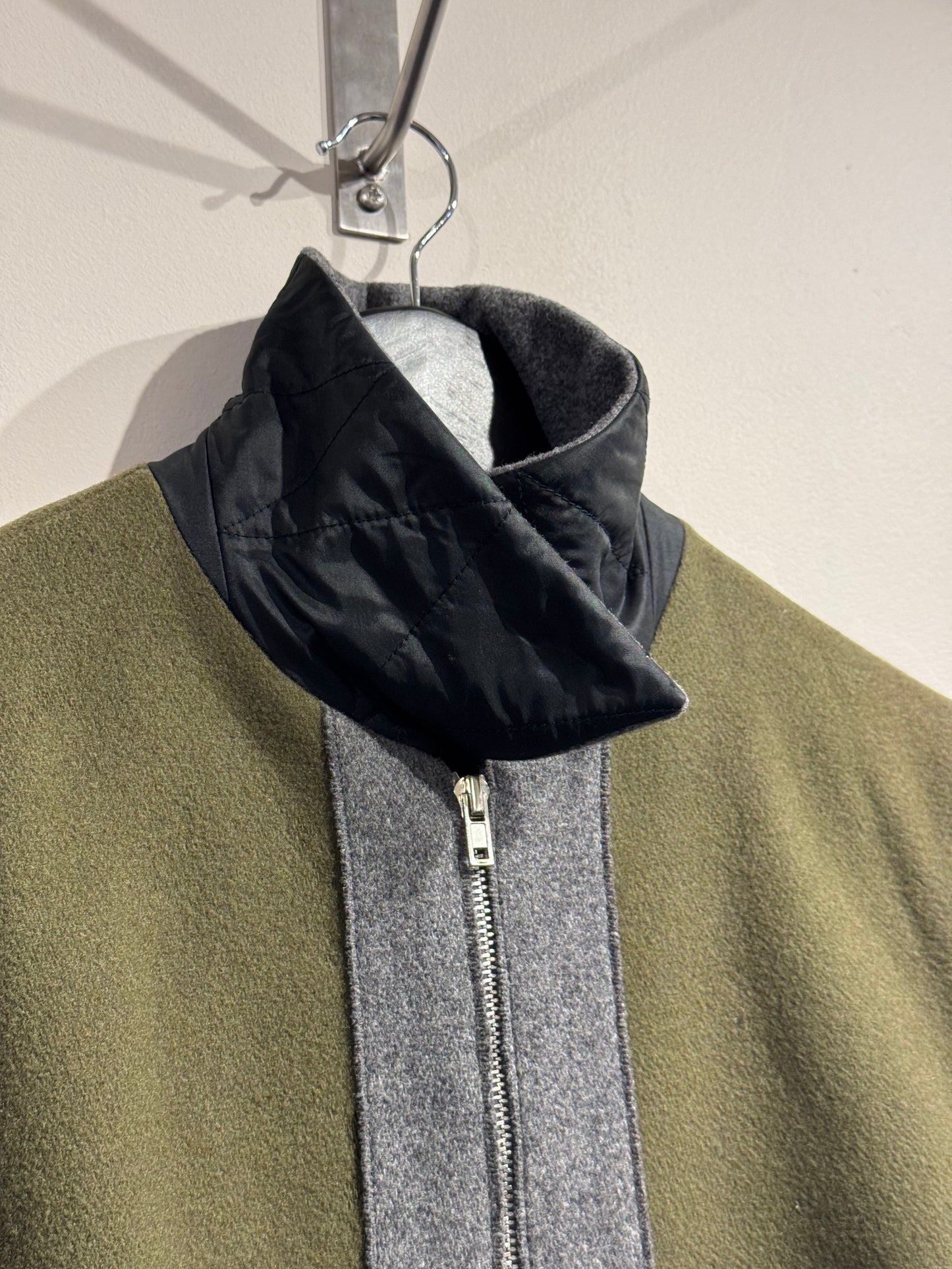 Miu Miu Khaki Grey 90s/00s Wool Jacket | Large, Multicoloured
