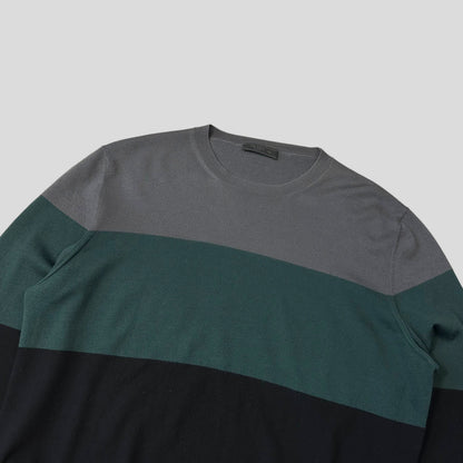 Prada 2015 Tri-colour Virgin Wool Lightweight Crewneck Jumper - M/L | Default Title, Multicoloured