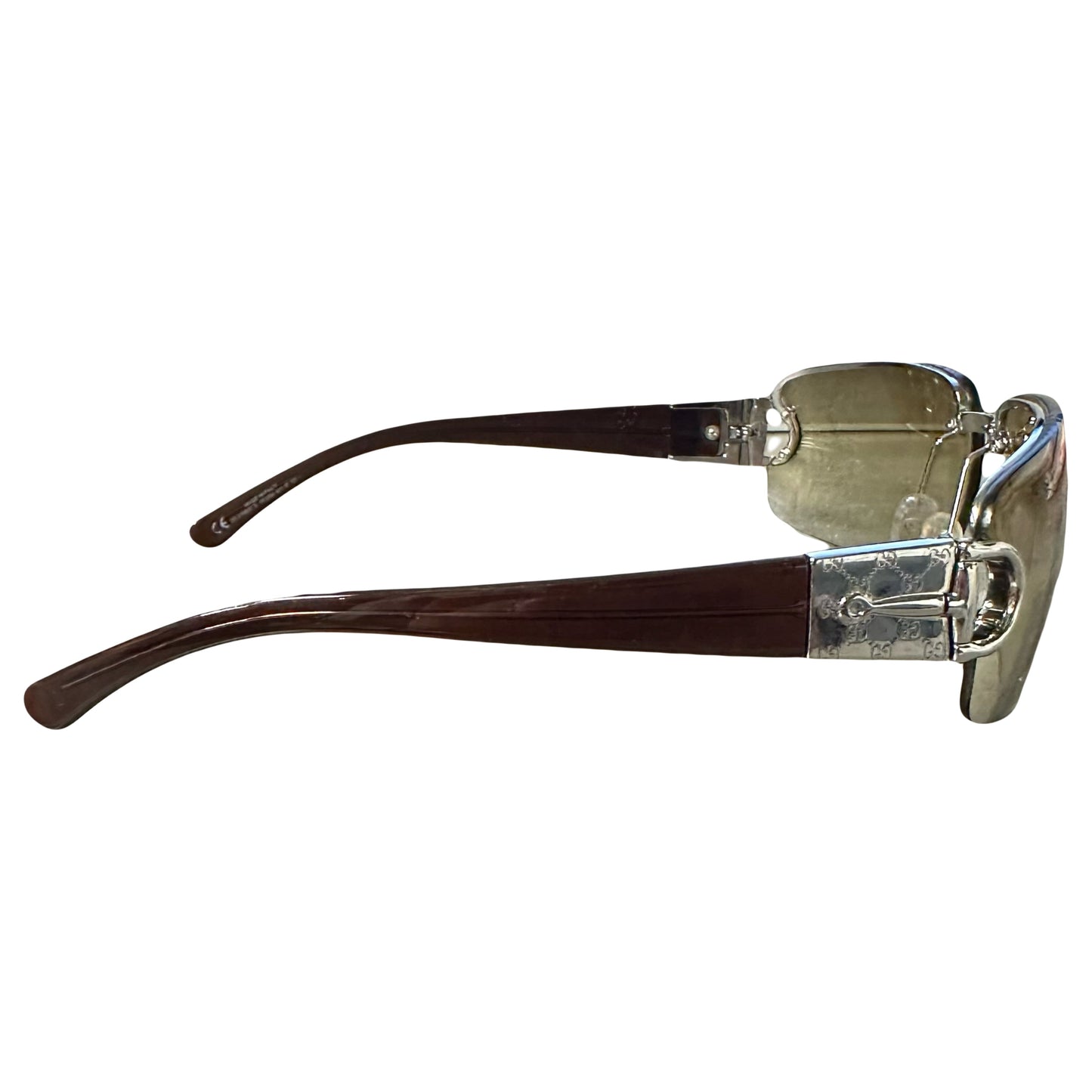 Gucci Monogram Sunglasses In Brown & Silver