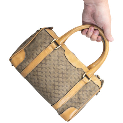 Vintage 80s Gucci Monogram Leather Handbag | O/S, Beige