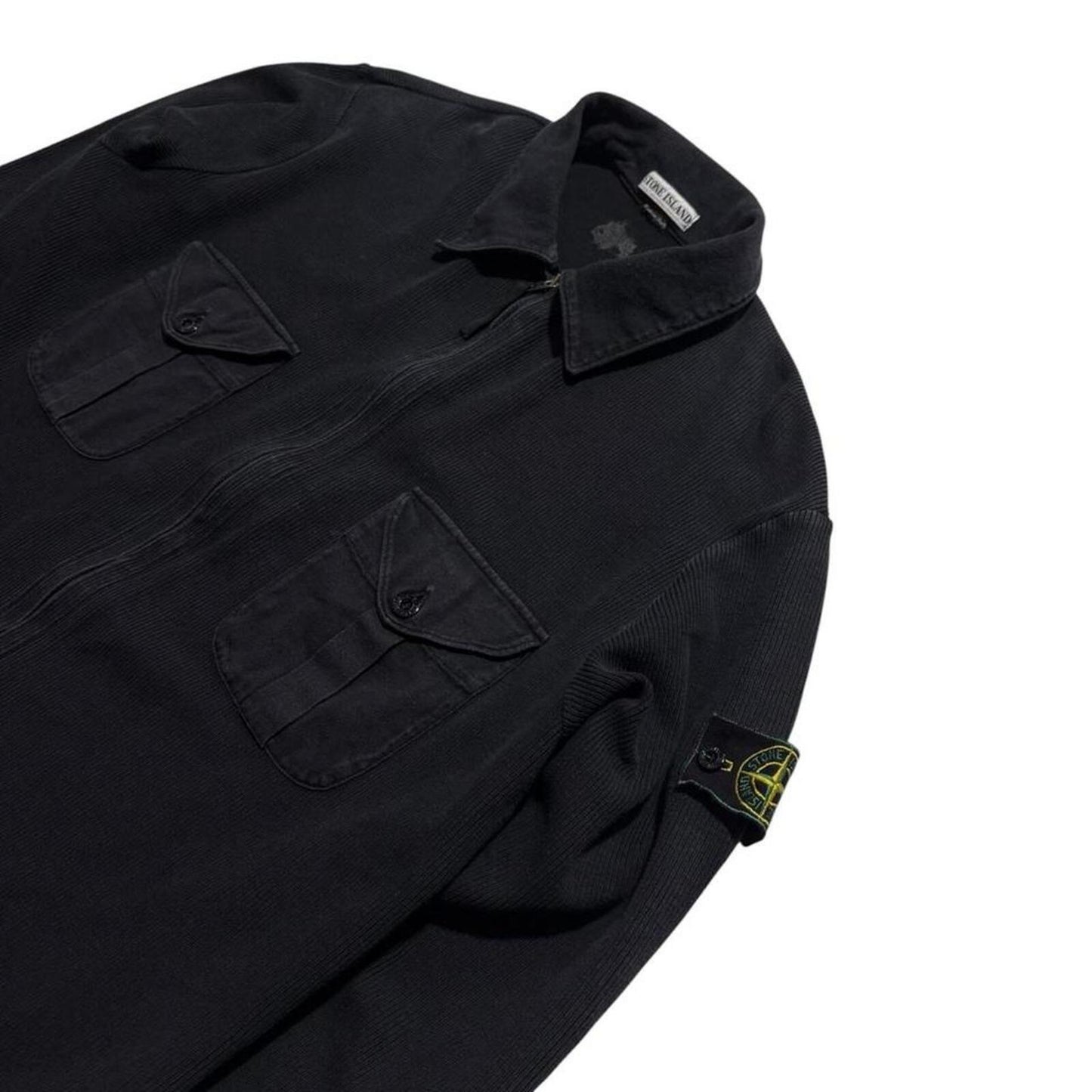 Stone Island S/S 2000 Ribbed Zip Up | XXL, Black