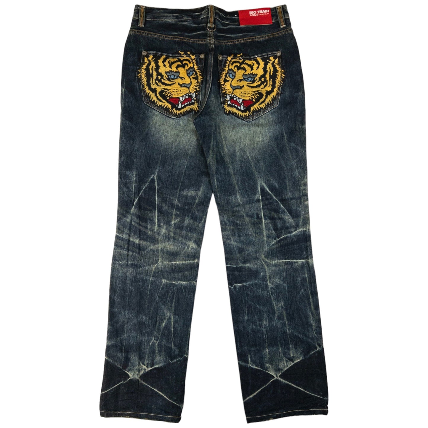 Vintage Big Train Embroidered Tiger Japanese Denim Jeans Size W35