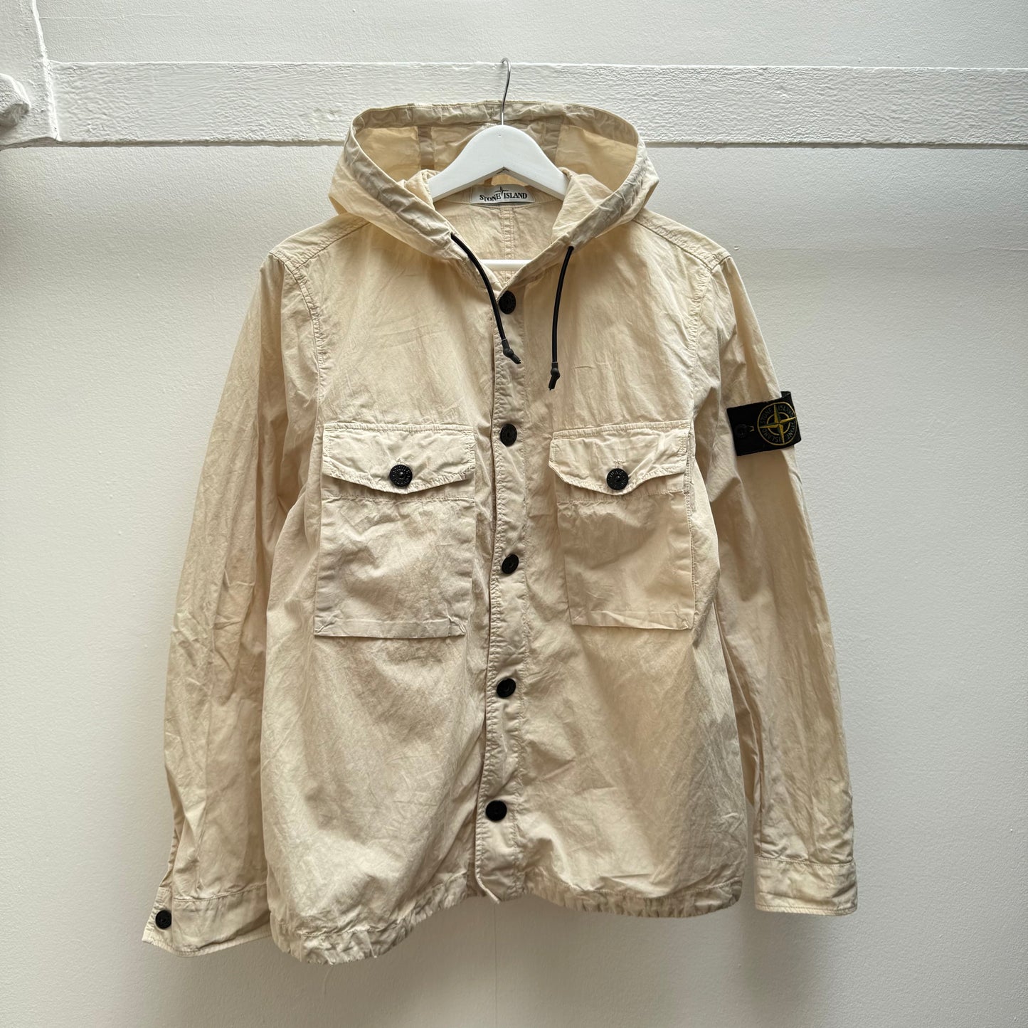 Stone Island Hooded Canvas Jacket (S) | Small, Beige