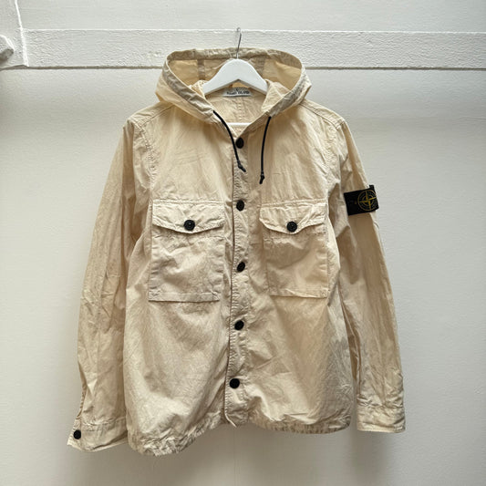 Stone Island Hooded Canvas Jacket (S) | Small, Beige