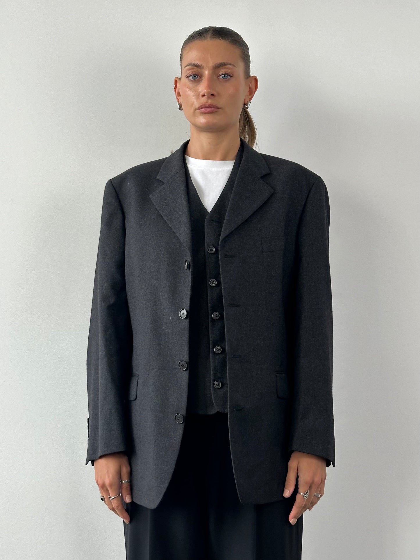 Yves Saint Laurent Pour Homme Pure Wool Blazer Two Piece Set - 40S/L