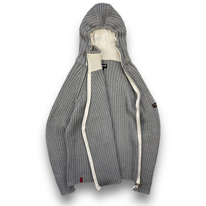 2000's Schott NYC Dual Zip Knitted Balaclava Hoodie (L) | Default Title, Grey