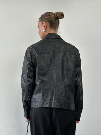 Vintage Dagger Collar Leather Jacket - S