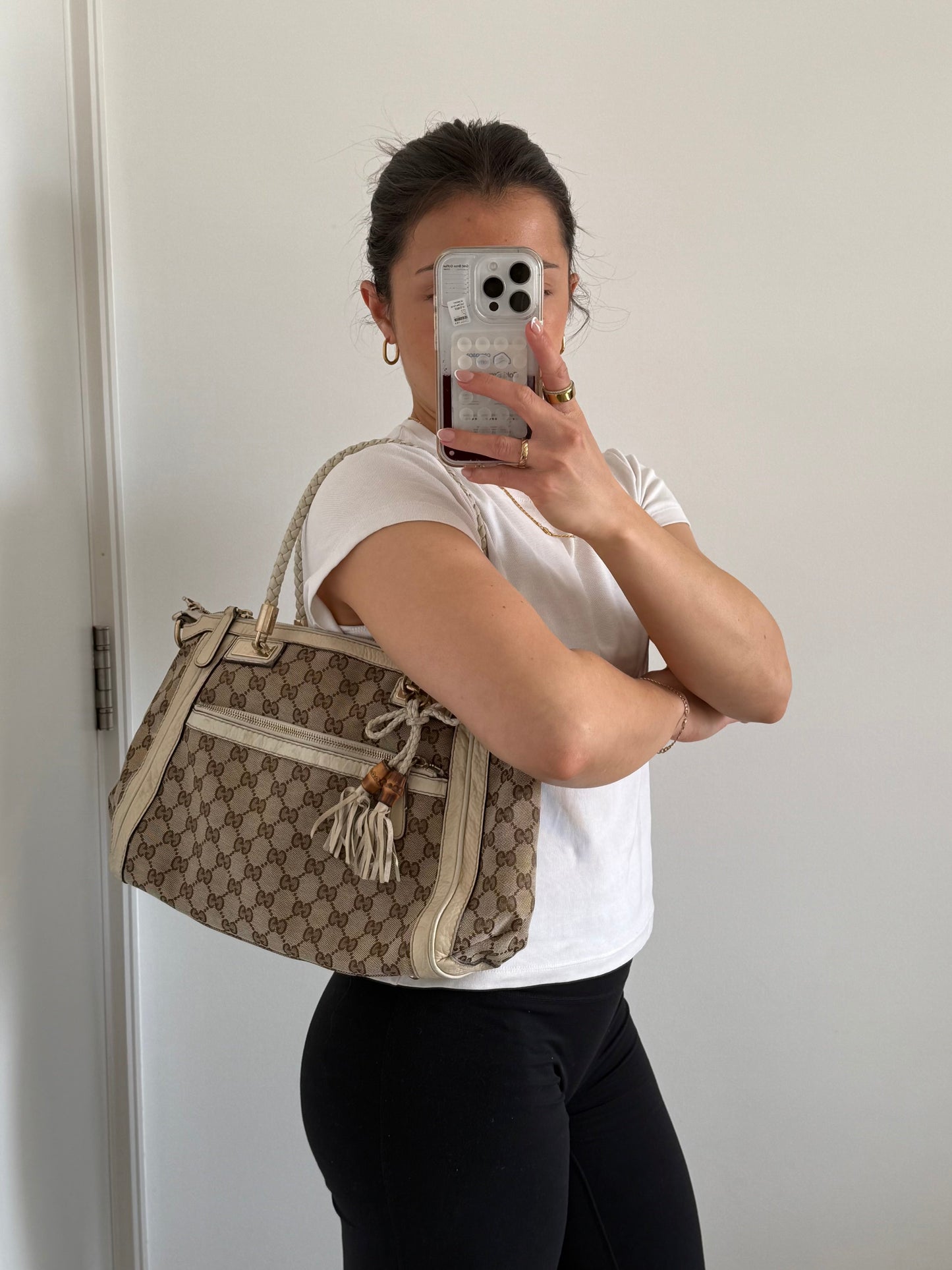 Vintage 90s Gucci GG Monogram Bella Handbag | O/S, Multicoloured