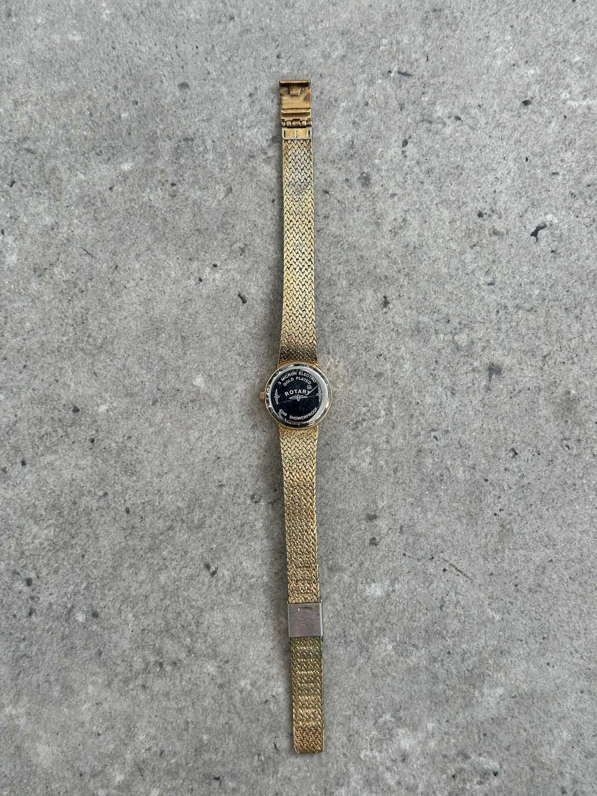 Rotary 1980s Gold Plated Quartz Bracelet Logo Watch