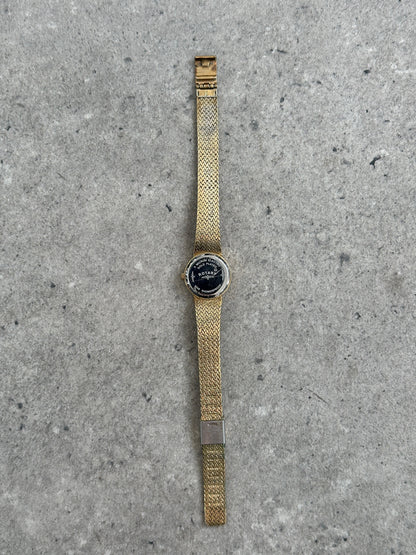 Rotary 1980s Gold Plated Quartz Bracelet Logo Watch
