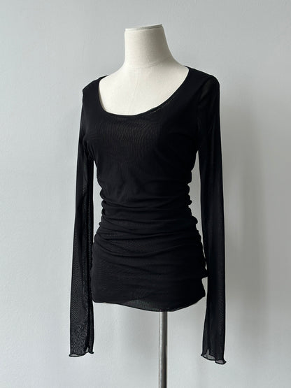 Max Mara Bodywear 2000s Rouched Sheer Top - M