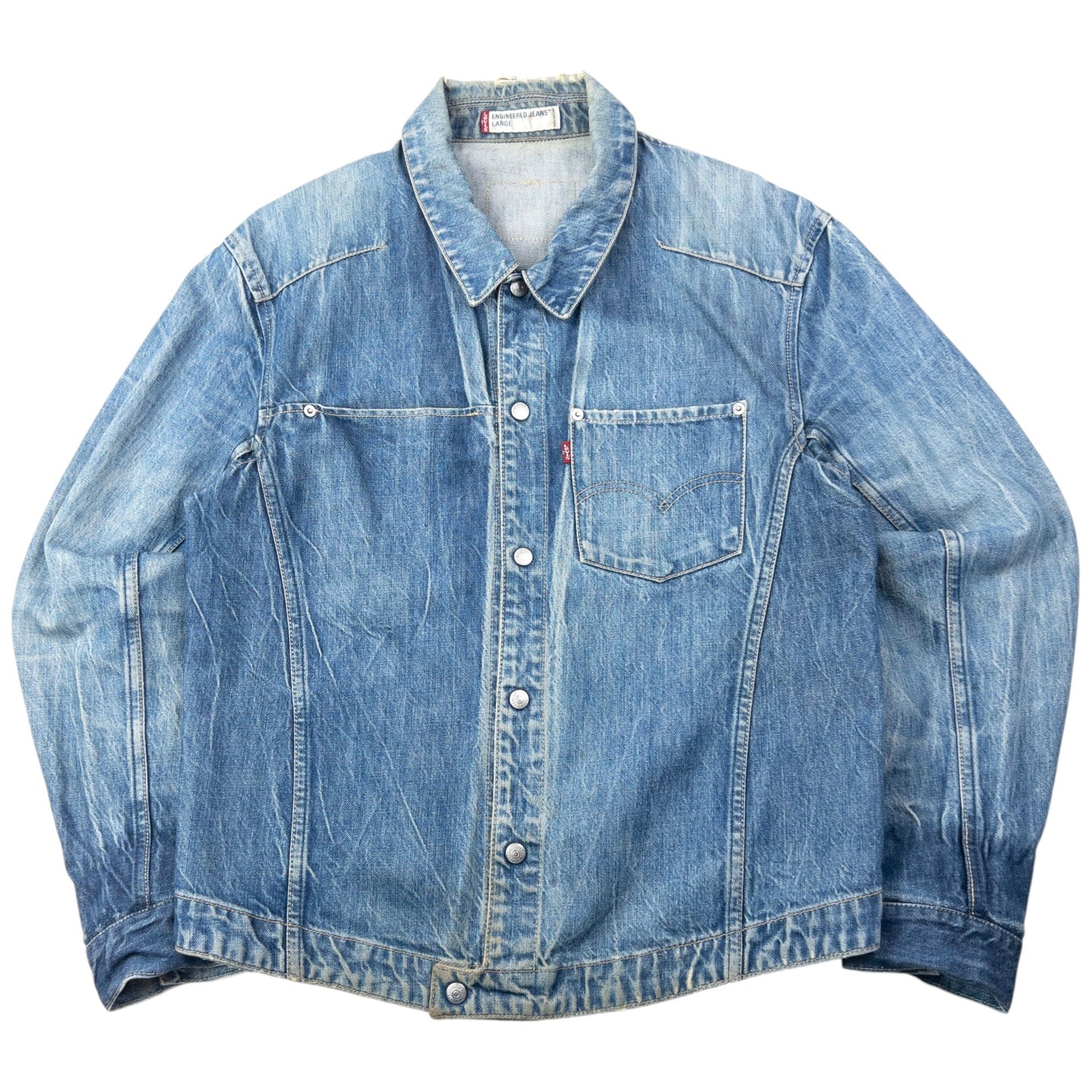 Vintage 2000s Levi's Engineered Garments Distressed Denim Jacket Size M | Medium, Blue