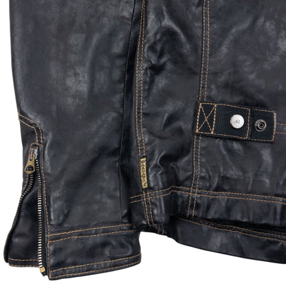 Vintage Armani Jeans Leather Biker Jacket Size S