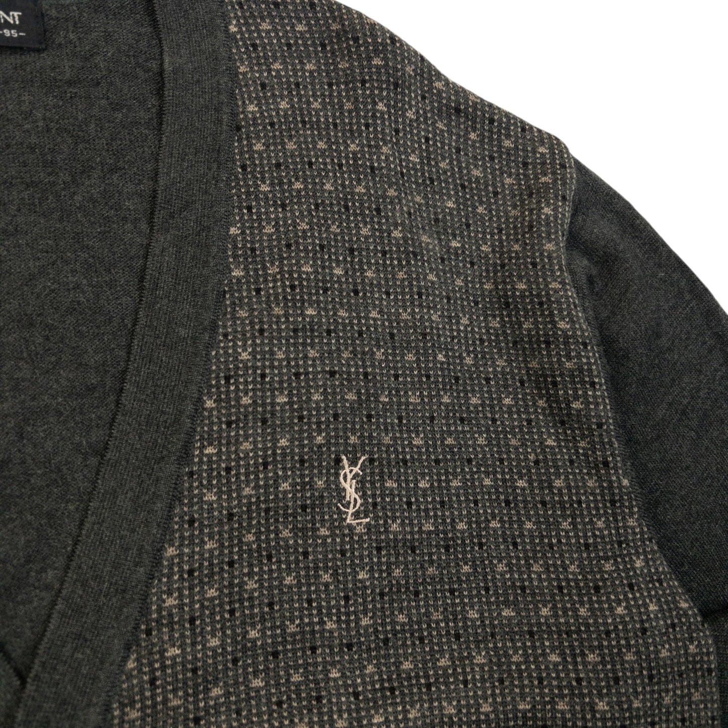 Vintage 90s YSL Yves Saint Laurent Pattern Cardigan Size S | Small, Grey