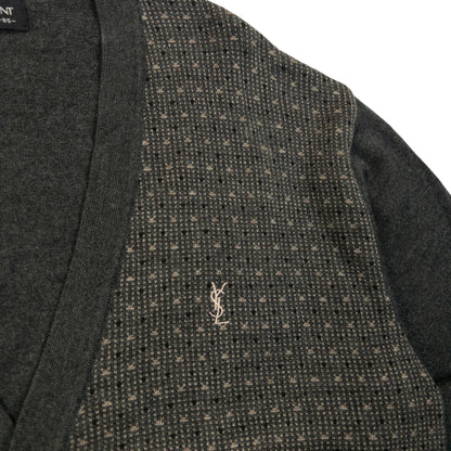 Vintage 90s YSL Yves Saint Laurent Pattern Cardigan Size S | Small, Grey