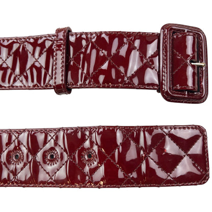 Vintage 2000s Burberry Quilted Patent Leather Belt Size L | O/S, Burgundy